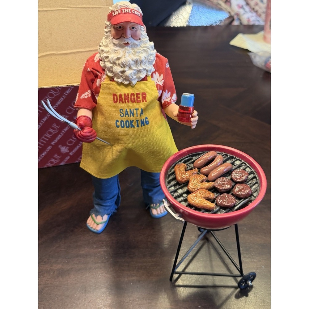 Dept 56 Clothique Possible Dreams Danger Santa BBQ'ing Grill Box